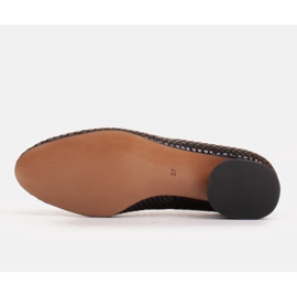 Marco Shoes Bailarinas de piel de serpiente con tacón redondo negro 6