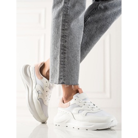 TRENDI Zapatillas elegantes con purpurina blanco 3