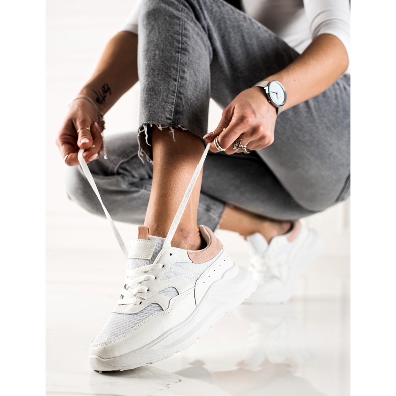 TRENDI Zapatillas elegantes con purpurina blanco 2