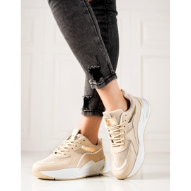 Ideal Shoes Zapatillas en la plataforma beige 4