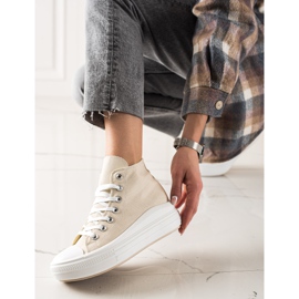 TRENDI Zapatillas de moda en la plataforma beige 3