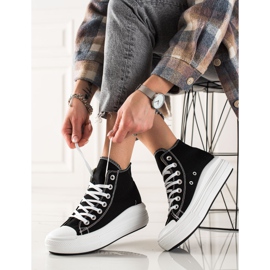 TRENDI Zapatillas de moda en la plataforma negro 2