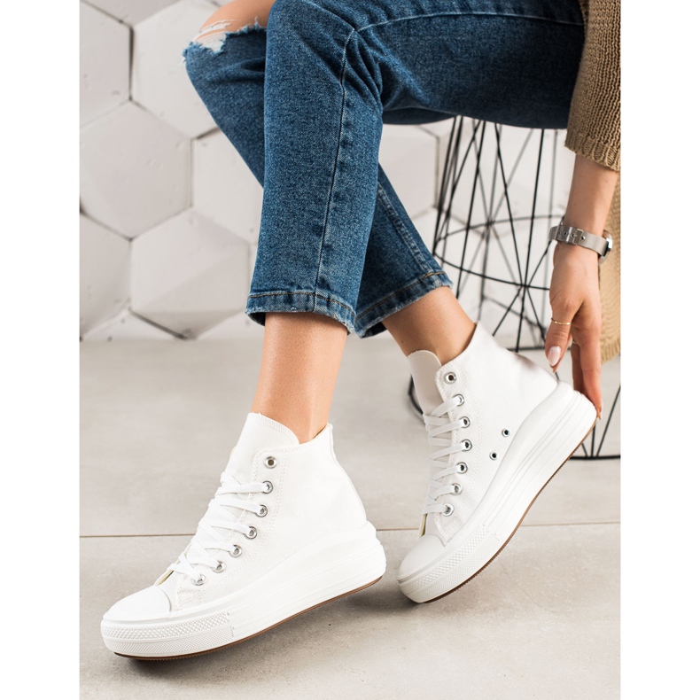 TRENDI Zapatillas de moda en la plataforma blanco 2