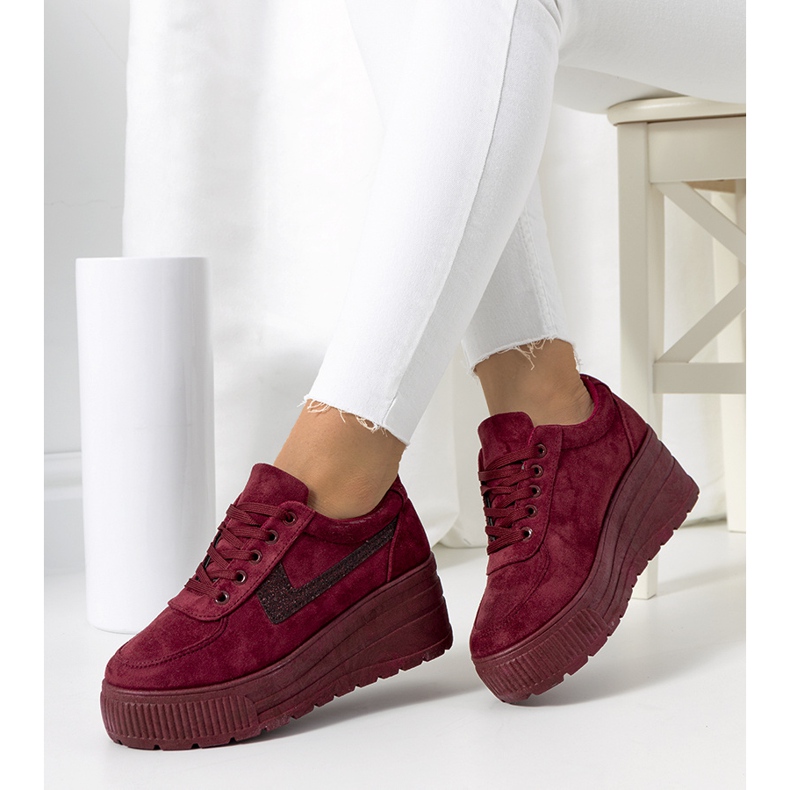 Deportivas burdeos con suela alta Botanical rojo 1 Deportivas burdeos con suela alta Botanical rojo 1