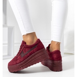 Deportivas burdeos con suela alta Botanical rojo 2