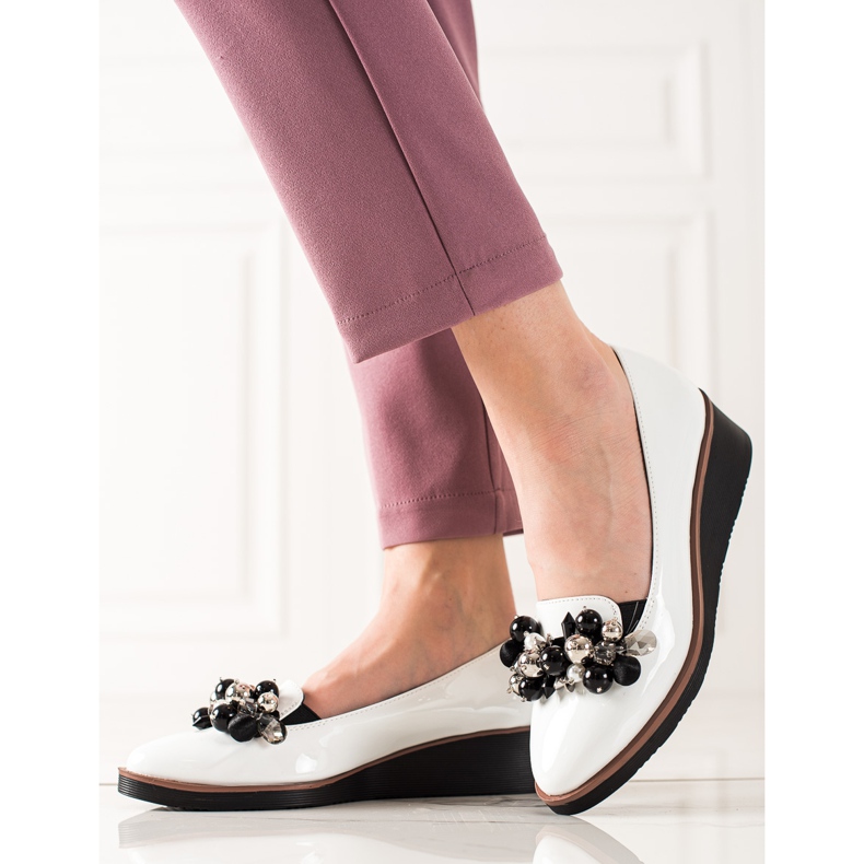 W. Potocki Zapatos de cuña elegantes blanco 1