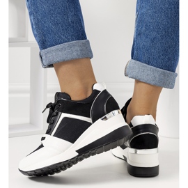 Zapatillas blancas y negras en la cuña Lockett blanco negro 2