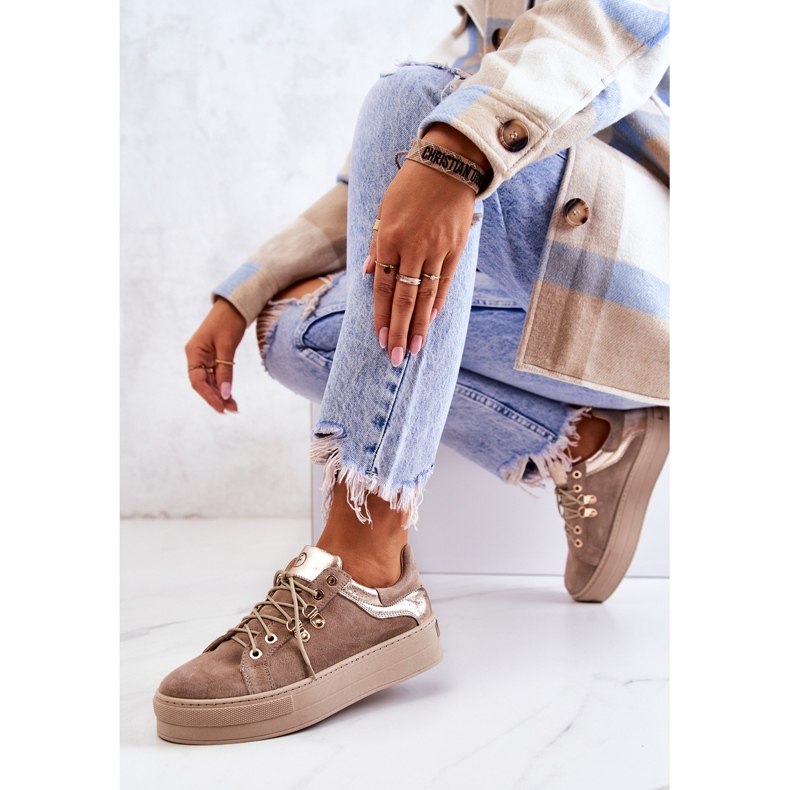 PF1 Zapatos deportivos de cuero en una plataforma Mary Ann beige 2