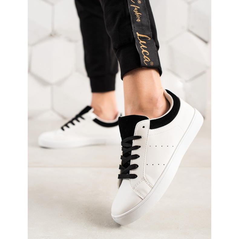 TRENDI Deportivas Blancas Con Ecopiel blanco negro 1