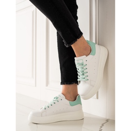 Ideal Shoes Zapatillas clásicas blancas blanco verde 1