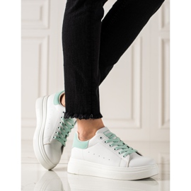 Ideal Shoes Zapatillas clásicas blancas blanco verde 3