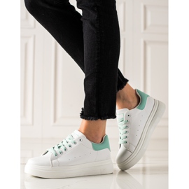 Ideal Shoes Zapatillas clásicas blancas blanco verde 4