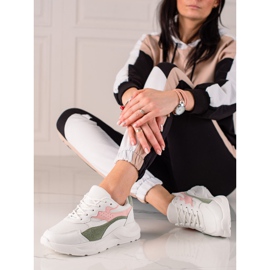 TRENDI Zapatillas Casual Blancas blanco rosado verde 2