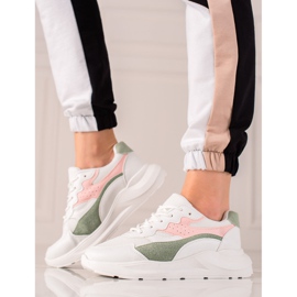TRENDI Zapatillas Casual Blancas blanco rosado verde 3