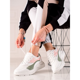 TRENDI Zapatillas Casual Blancas blanco rosado verde 1