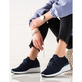 Goodin Zapatos de cuña con cordones azul marino 1