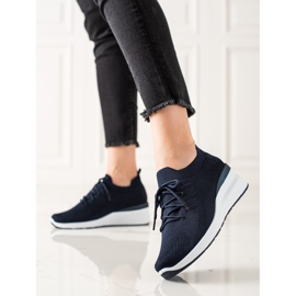 Goodin Zapatos de cuña con cordones azul marino 3