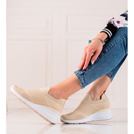 Goodin Zapatillas de cuña sin cordones beige 3