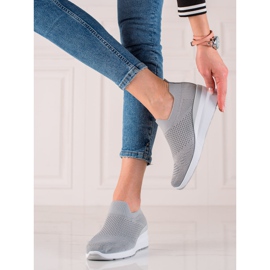 Goodin Zapatillas de cuña sin cordones gris 3