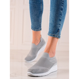 Goodin Zapatillas de cuña sin cordones gris 4