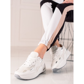 TRENDI Zapatillas con malla blanco plata 3