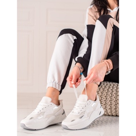 TRENDI Zapatillas con malla blanco plata 1