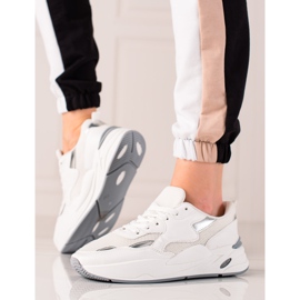 TRENDI Zapatillas con malla blanco plata 2