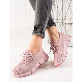 TRENDI Zapatos deportivos rosas rosado 3