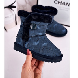Apawwa Botas de nieve para niños con piel y botón Azul Marino Kawai 1