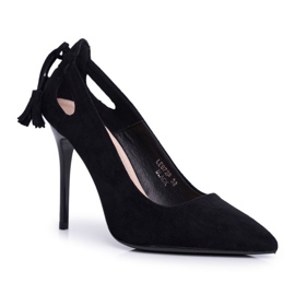 PS1 De Mujer Stilettos Ante Con Spitz Negro Leven 1
