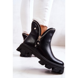 WS1 Botas de piel con cremalleras negras decorativas Deborah negro 5