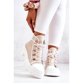 PK1 Botines de Piel Beige y Blanco Letty 2