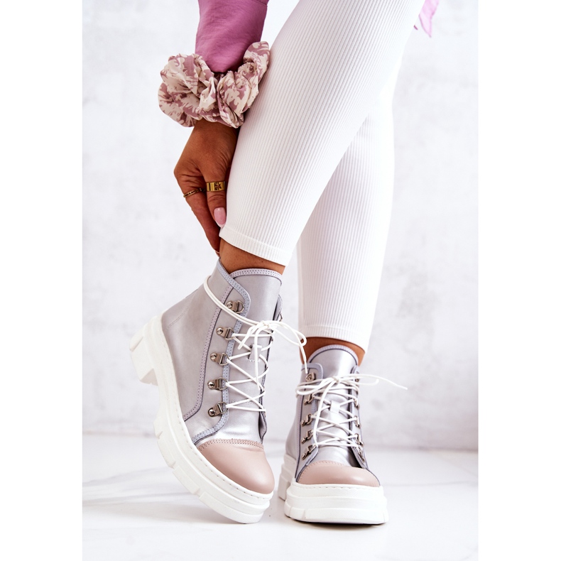 PK1 Botas Letty de Cuero Plateadas beige plata 1