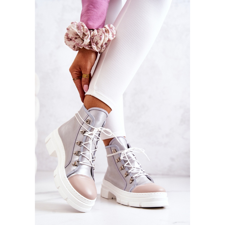 PK1 Botas Letty de Cuero Plateadas beige plata 2