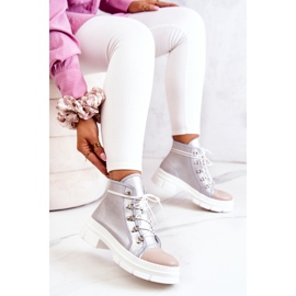 PK1 Botas Letty de Cuero Plateadas beige plata 5