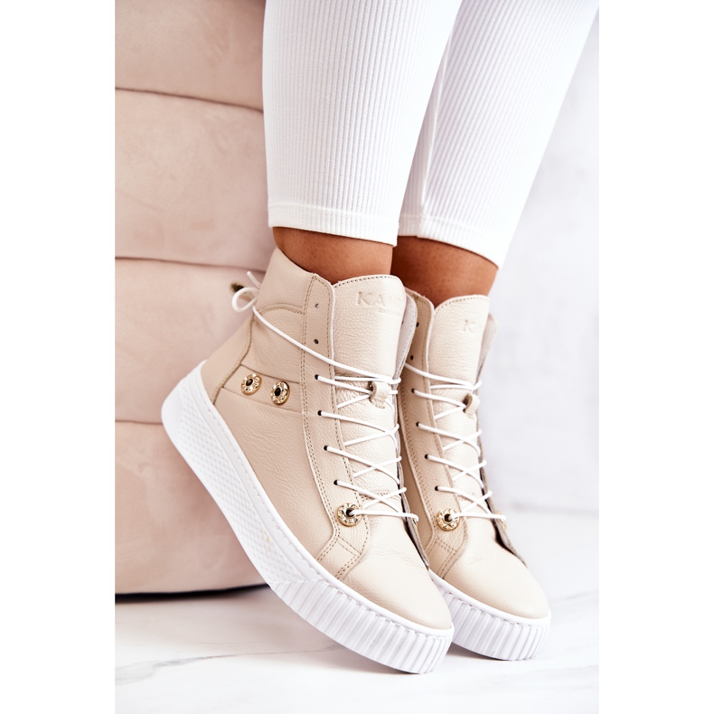 PK1 Zapatillas Bota Alta Piel Beige Ashlee 1