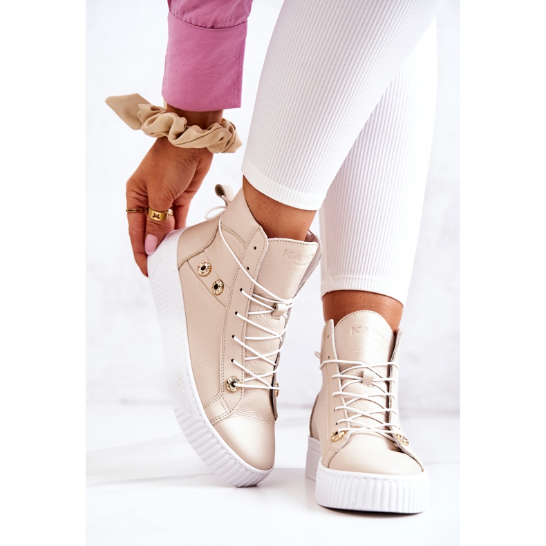 PK1 Zapatillas Bota Alta Piel Beige Ashlee 2