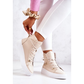 PK1 Zapatillas Bota Alta Piel Beige Ashlee 3