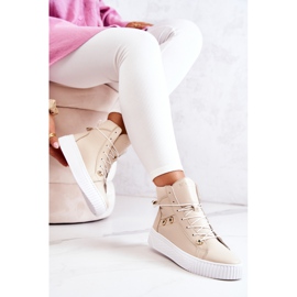 PK1 Zapatillas Bota Alta Piel Beige Ashlee 8