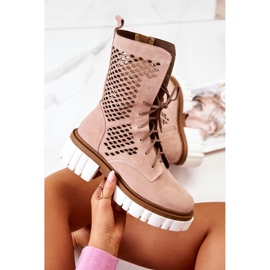 Botas Altas Piel Workers Nicole Rosa 2706 beige rosado 2