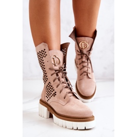 Botas Altas Piel Workers Nicole Rosa 2706 beige rosado 3