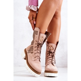 Botas Altas Piel Workers Nicole Rosa 2706 beige rosado 1
