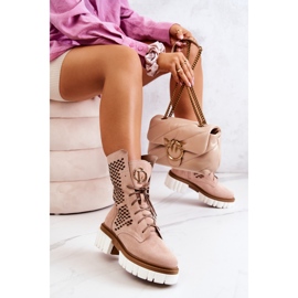 Botas Altas Piel Workers Nicole Rosa 2706 beige rosado 6