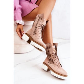 Botas Altas Piel Workers Nicole Rosa 2706 beige rosado 8