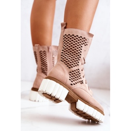 Botas Altas Piel Workers Nicole Rosa 2706 beige rosado 9