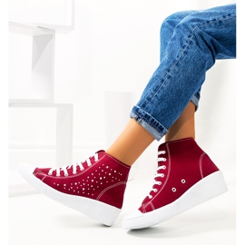 Zapatillas tobilleras burdeos con cuña Bondi rojo 2