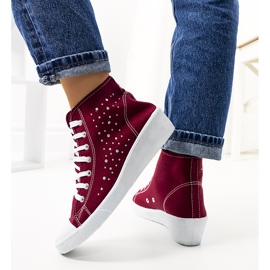 Zapatillas tobilleras burdeos con cuña Bondi rojo 1