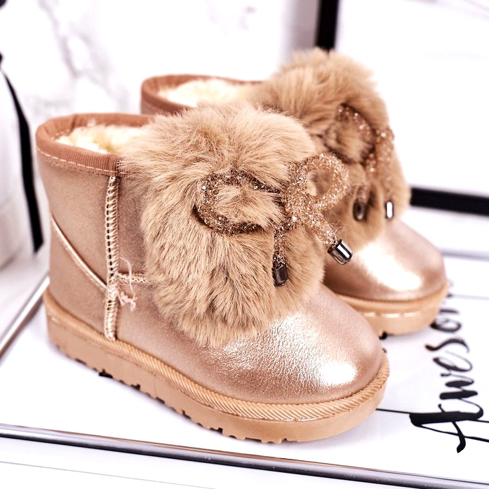 Botas de nieve para niños con piel Aurora Dorada Rosa dorado 1