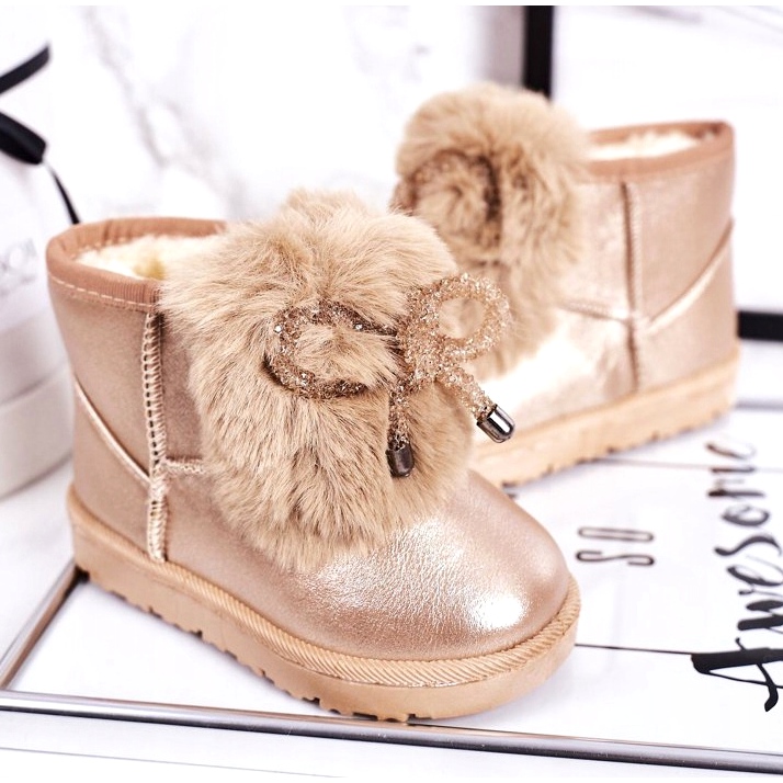 Botas de nieve para niños con piel Aurora Dorada Rosa dorado 4