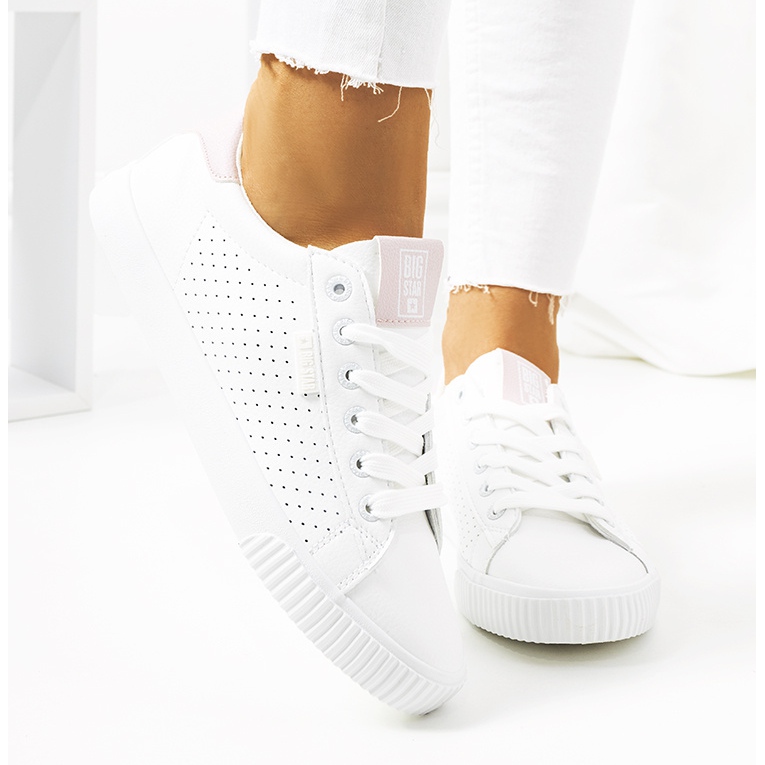 Deportivas blancas de mujer Big Star HH274073 blanco rosa 2